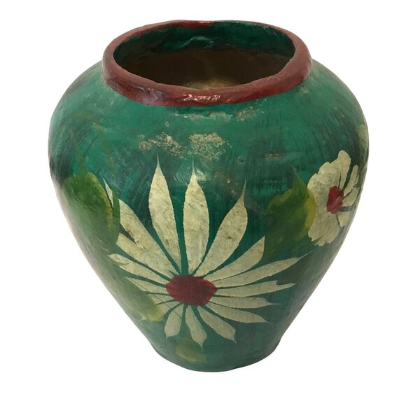 TONALA Signed Grabber Vase Bird of Paradise Mexican Pottery Hand Painted VTG 40s - Picture 4 of 9